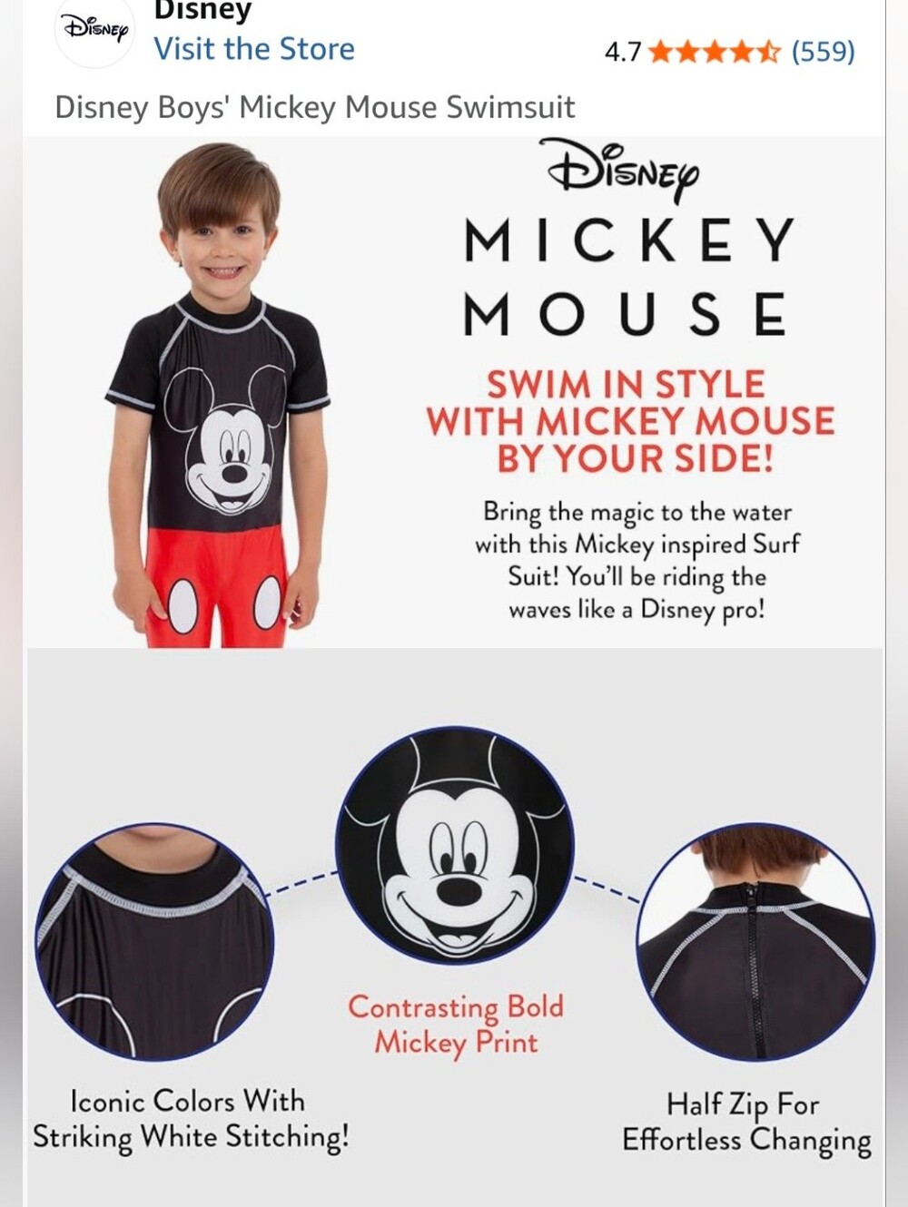 Disney Kids' Mickey Mouse One Piece 18 Months Size Up To 86cm